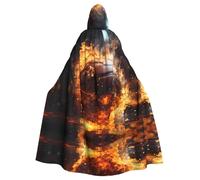 WZYCWB Basketball on Fire and Water Flame SplashingPatterned Hooded Cape Adult Robe Suitable for Family Gatherings Stage Performances Cosplay and Halloween Parties