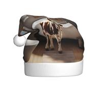 WZYCWB Bathroom Alpine Cow Printed Santa Hats - Perfect for Christmas Eve, New Year's Eve, and Holiday Parties