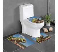 WZYCWB Bathroom Rugs 3-Piece Set, Beautiful Chameleon Master Bathroom Rug, Durable and Easy-to-Clean Protective Mat, Home Decor Accessories