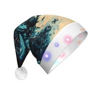 WZYCWB Beach at night Patterns Santa Hat | Plush Glowing Holiday Hat for Christmas, New Year's, and Party Events
