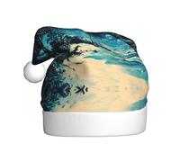 WZYCWB Beach at night Prints Santa Hats - Ideal for Christmas Eve, New Year's Eve, and Holiday Parties - Festive Decorations