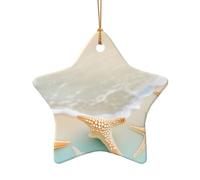 WZYCWB Beach Starfish patterned Star Shape ceramic pendant, perfect for decorating your home Christmas tree for winter parties