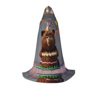 WZYCWB bear with birthday hat Printed Hooded Cape | Cosplay Costume, Halloween Anime Party Prop - Medium