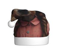 WZYCWB Bear with pigtails Prints Santa Hats - Ideal for Christmas Eve, New Year's Eve, and Holiday Parties - Festive Decorations