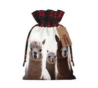WZYCWB Beautiful alpaca Christmas Gift Bags for Christmas Party Supplies Decorations, 8.3 * 11.8 Inch Colorblock Burlap Drawstring Gift Bags,