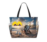 WZYCWB beautiful blue sky and sea Printed beach travel bag for swimming and fitness/supermarket shopping/seaside vacation