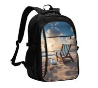 WZYCWB beautiful blue sky and sea Printed laptop backpack, business men's commuter backpack, computer bag with USB port charging