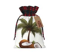 WZYCWB Beautiful coconut trees Christmas Gift Bags for Christmas Party Supplies Decorations, 8.3 * 11.8 Inch Colorblock Burlap Drawstring Gift Bags,
