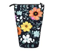 WZYCWB Beautiful Colourful Flowers Printed Retractable Pen Holder Suitable for use as a Simple Cosmetic Bag, Wallet, etc.
