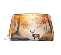WZYCWB beautiful deer Leather cosmetic bag with pockets, portable travel cosmetic bag, large capacity cosmetic storage bag,