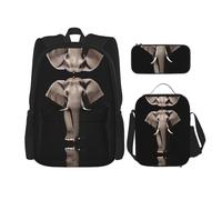 WZYCWB Beautiful elephant Backpack (3-piece set), large capacity backpack, student school bag, pencil case, lunch bag combination
