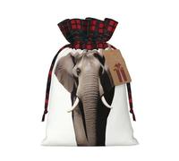 WZYCWB Beautiful elephant Christmas Gift Bags for Christmas Party Supplies Decorations, 8.3 * 11.8 Inch Colorblock Burlap Drawstring Gift Bags,