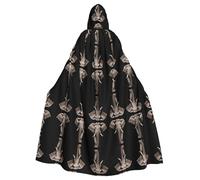 WZYCWB Beautiful elephant Printed hooded cape suitable for masquerade, Halloween party cosplay props