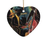 WZYCWB Beautiful jazz patterned Heart Shape ceramic pendant, perfect for decorating your home Christmas tree for winter parties