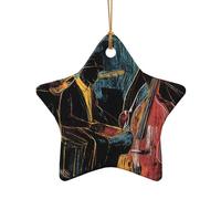 WZYCWB Beautiful jazz patterned Star Shape ceramic pendant, perfect for decorating your home Christmas tree for winter parties