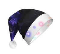 WZYCWB Beautiful little flowers Printed Santa hat with LED lights, perfect for Christmas parties, stage performances, and holiday parties.
