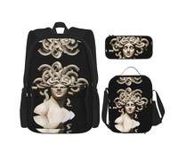 WZYCWB Beautiful Medusa Backpack (3-piece set), large capacity backpack, student school bag, pencil case, lunch bag combination