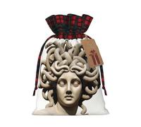 WZYCWB Beautiful Medusa Christmas Gift Bags for Christmas Party Supplies Decorations, 8.3 * 11.8 Inch Colorblock Burlap Drawstring Gift Bags,