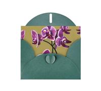WZYCWB Beautiful Orchids Patterned Dark Green Holiday Card (6x4) with Envelope. Suitable for birthdays, weddings, and condolences.