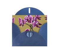 WZYCWB Beautiful Orchids Printed Blue Pearlescent Paper Holiday Cards 6x4 Inches - With Envelopes for Birthdays, Weddings, and Condolences