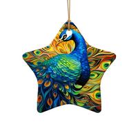 WZYCWB Beautiful peacock patterned Star Shape ceramic pendant, perfect for decorating your home Christmas tree for winter parties