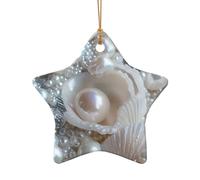 WZYCWB Beautiful Pearls patterned Star Shape ceramic pendant, perfect for decorating your home Christmas tree for winter parties