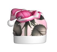 WZYCWB Beautiful pink roses Adult New Year Santa Hat, Unisex Decorative Hat, Christmas New Year Party, 15.7 Inch High Plush Santa Hat