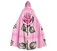WZYCWB Beautiful pink roses Halloween hooded cape, a stylish adult cape perfect for carnivals, themed parties, and masquerades.