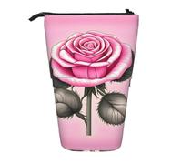 WZYCWB Beautiful Pink Roses Printed Retractable Pen Holder Suitable for use as a Simple Cosmetic Bag, Wallet, etc.