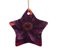 WZYCWB Beautiful purple flowers patterned Star Shape ceramic pendant, perfect for decorating your home Christmas tree for winter parties