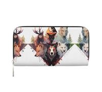 WZYCWB beautiful purple roses Leather clutch bags zipper wallets and card holders are perfect for travel or daily use, Wolves And Reindeer, One Size