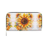 WZYCWB beautiful purple roses Leather clutch bags zipper wallets and card holders are perfect for travel or daily use, Yellow Sunflower In Oil, One Size