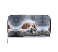 WZYCWB beautiful purple roses Leather clutch bags zipper wallets and card holders are perfect for travel or daily use, A Sleeping Dog, One Size