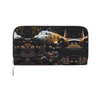 WZYCWB beautiful purple roses Leather clutch bags zipper wallets and card holders are perfect for travel or daily use, Vintage Aircraft Machinery, One Size