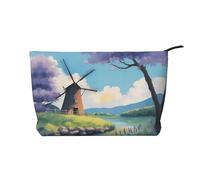 WZYCWB Beautiful River Windmill Patterned Toiletry Storage Bag, Essential for organizing Cosmetics and Skincare Products.