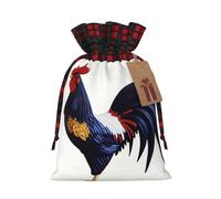 WZYCWB Beautiful rooster Christmas Gift Bags for Christmas Party Supplies Decorations, 8.3 * 11.8 Inch Colorblock Burlap Drawstring Gift Bags,
