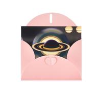 WZYCWB Beautiful Saturn Patterned Pink Holiday Card (6x4) with Envelope. Suitable for birthdays, weddings, and condolences.