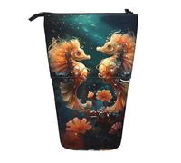 WZYCWB Beautiful Seahorse Couple Printed Retractable Pen Holder Suitable for use as a Simple Cosmetic Bag, Wallet, etc.