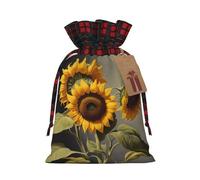 WZYCWB Beautiful sunflowers Christmas Gift Bags for Christmas Party Supplies Decorations, 8.3 * 11.8 Inch Colorblock Burlap Drawstring Gift Bags,