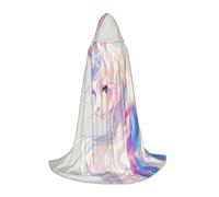 WZYCWB Beautiful unicorn Printed Medium Hooded Cape, Holiday Party Costume, Carnival Party Prop, Sizes S/M/L