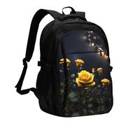WZYCWB Beautiful yellow roses Printed laptop backpack, business men's commuter backpack, computer bag with USB port charging