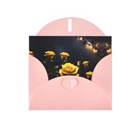 WZYCWB Beautiful yellow roses Printed Pink Pearlescent Paper Holiday Card with Envelope. Suitable for birthday wishes wedding congratulations and condolences.