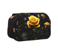 WZYCWB Beautiful yellow roses Printing Portable Pencil Case ideal for organizing pens in the office or storing makeup brushes