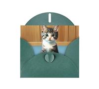 WZYCWB Bedroom kitten Patterned Dark Green Holiday Card (6x4) with Envelope. Suitable for birthdays, weddings, and condolences.