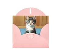 WZYCWB Bedroom kitten Patterned Pink Holiday Card (6x4) with Envelope. Suitable for birthdays, weddings, and condolences.