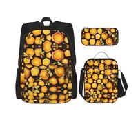 WZYCWB bee flower Campus life backpack set (3 pieces) - school bag + pencil case + lunch bag, meet all the daily needs of students!