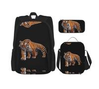 WZYCWB Bengal Tiger Campus life backpack set (3 pieces) - school bag + pencil case + lunch bag, meet all the daily needs of students!