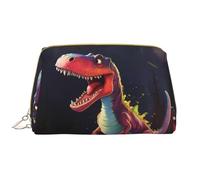 WZYCWB big-mouthed dinosaur Leather cosmetic bag with pockets, portable travel cosmetic bag, large capacity cosmetic storage bag,