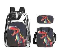 WZYCWB big-mouthed dinosaur Printed backpack set | Lunch bag and pencil case | Perfect for work, business trips, and vacations.