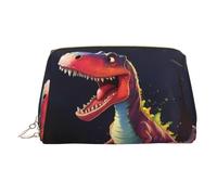 WZYCWB Big-mouthed Dinosaur Printed Leather Cosmetic Bag for Women - Stylish and Soft, Durable